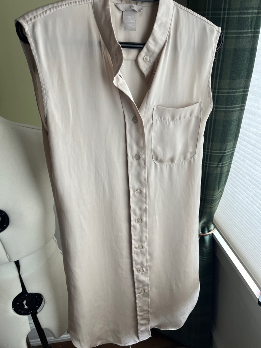 Off white/metallic satin like dress/long shirt